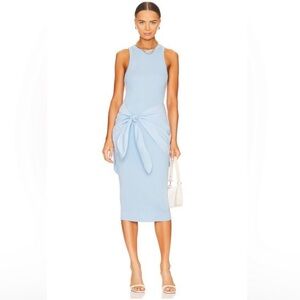 Veronica Beard Light Blue Knit Midi Dress with Front Tie
